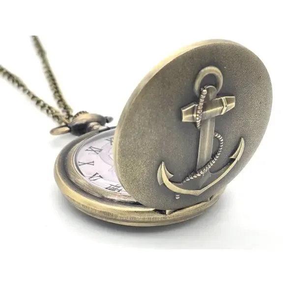 Anchor Pocket Watch – Vintage Look Nautical US Navy Sailor Marine Ocean Keepsake - Picture 3 of 10